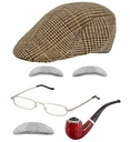 "VIEL HOMME" (casquette coppola, sourcils, moustache, lunettes, pipe)