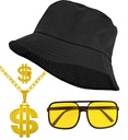 "MODE HIP HOP ANNEES 90 - noir" (bonnet de pecheur, lunettes, collier, bague)