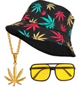 "MODE HIP HOP ANNEES 90 - ganja" (bonnet de pecheur, lunettes, collier, bague)