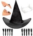 Set de "SORCIERE" chapeau, nez, menton, dentier, ongles