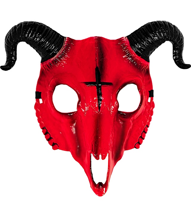 "MASQUE BÉLIER STANIQUE PLASTIQUE DUR ROUGE"