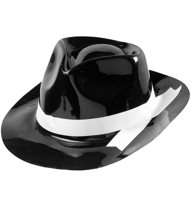 [2864G] "CHAPEAU DE GANGSTER AVEC BANDEAU BLANC" PVC