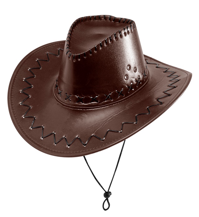 "CHAPEAU DE COW-BOY MARRON AVEC IMPRESSIONS" Façon cuir