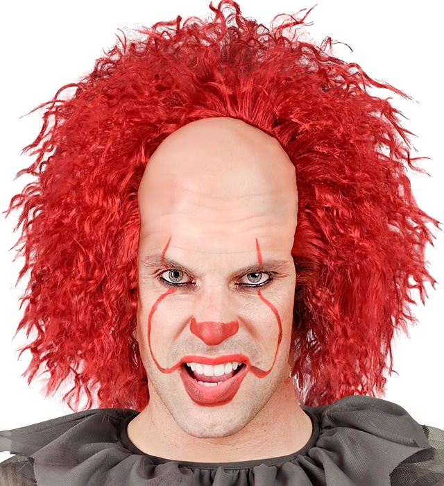 "CALOTTE CLOWN EFFRAYANT VINTAGE  AVEC CHEVEUX ROUGES" en boite