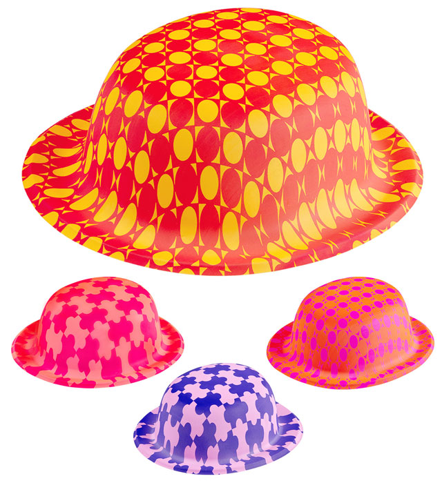 "CHAPEAU MELON FANTASIE" ass. en 4couleurs fluorescentes