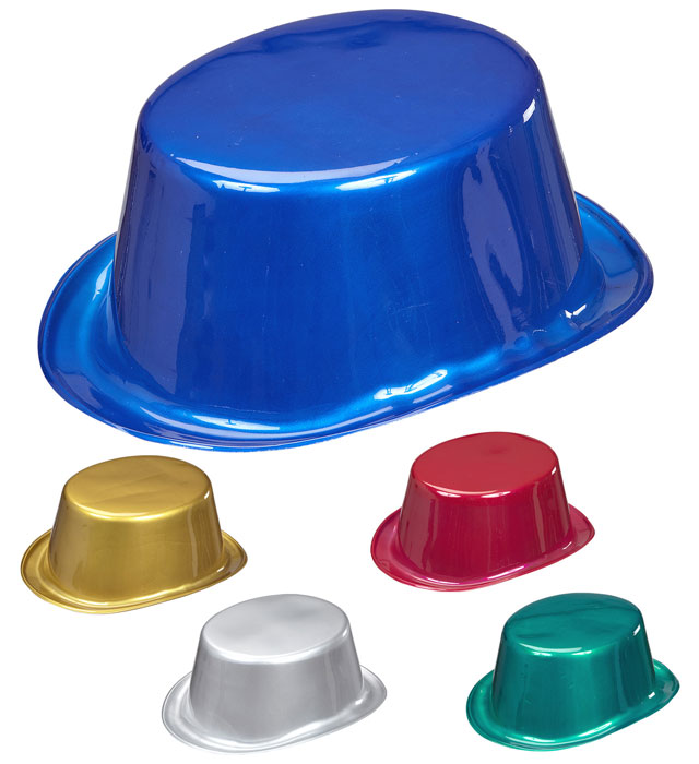 "CHAPEAU HAUT-DE-FORME METAL" ass.en 5 couleurs