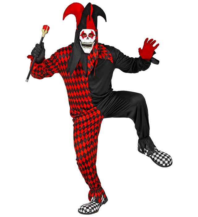"ARLEQUIN HORREUR" (combinaison, masque avec capuche et chapeau)