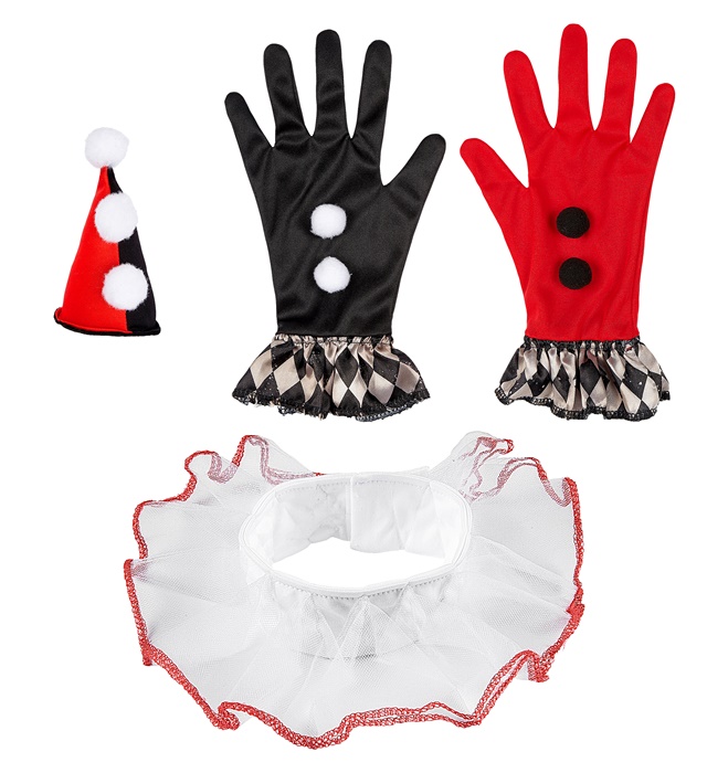 [29340] "ARLEQUIN HORREUR (mini chapeau, collerette, gants)