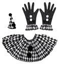 "ARLEQUIN" (mini chapeau, col, gants)