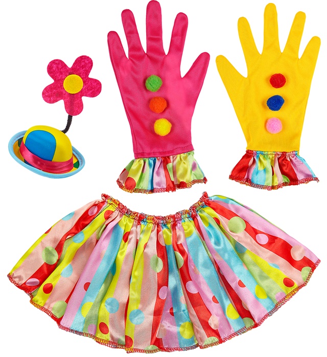 "CLOWN" (mini chapeau, col, gants)
