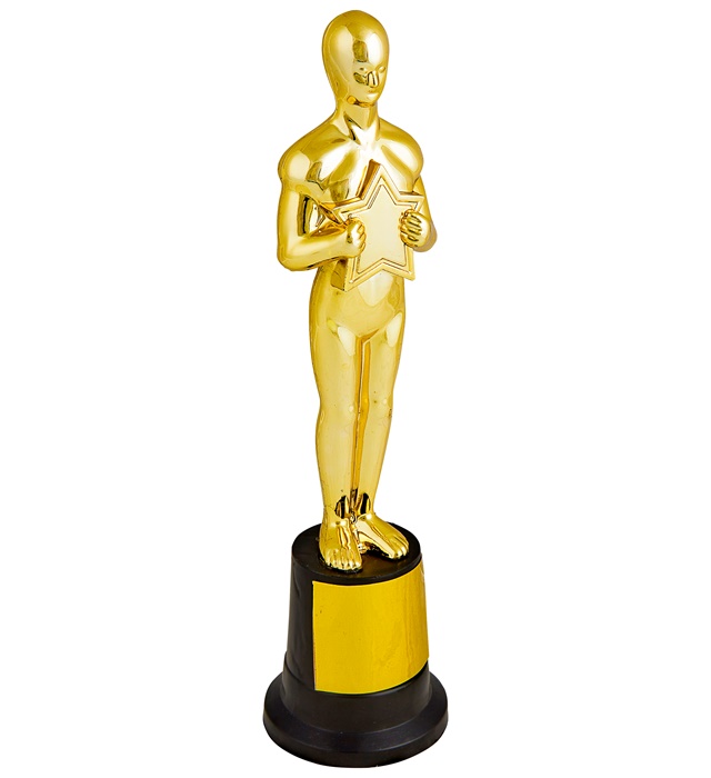 [29362] "TROPHEE RECOMPENSE AVEC ETIQUETTE ADHESIVE PERSONNALISABLE" 22 cm