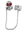 "BOUCLE D'OREILLE CRANE AVEC YEUX PIERRE ROUGE"