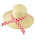 "CHAPEAU DE PAILLE FERMIERE AVEC RUBAN ROUGE"