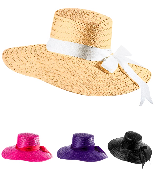 [2954L] "CHAPEAU MAYFAIR LADY EN PAILLE AVEC RUBAN"