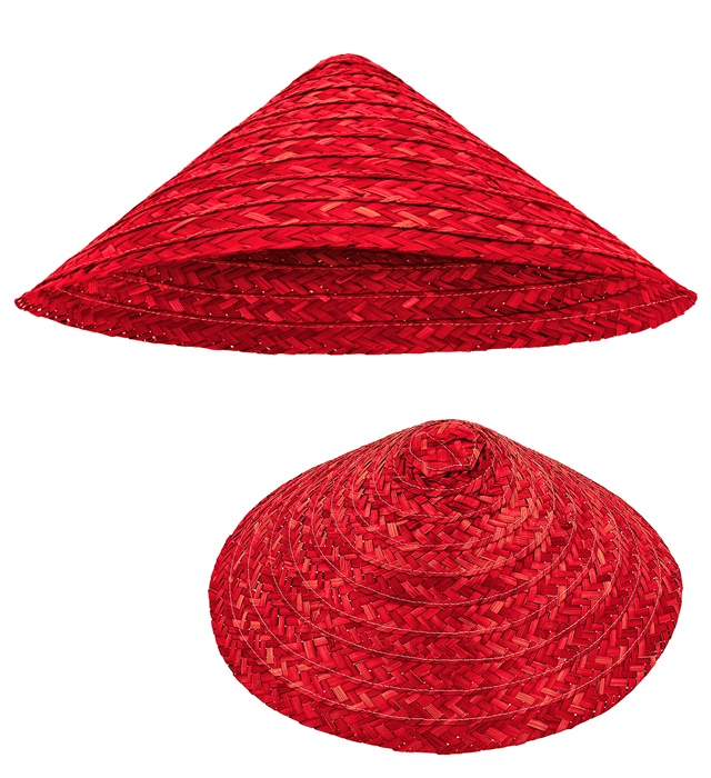 "CHAPEAU VIETKONG DE PAILLE ROUGE"