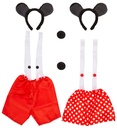 Set de "SOURIS" oreilles, nez, jupe ou short, 3 pour femme, 3 pour homme