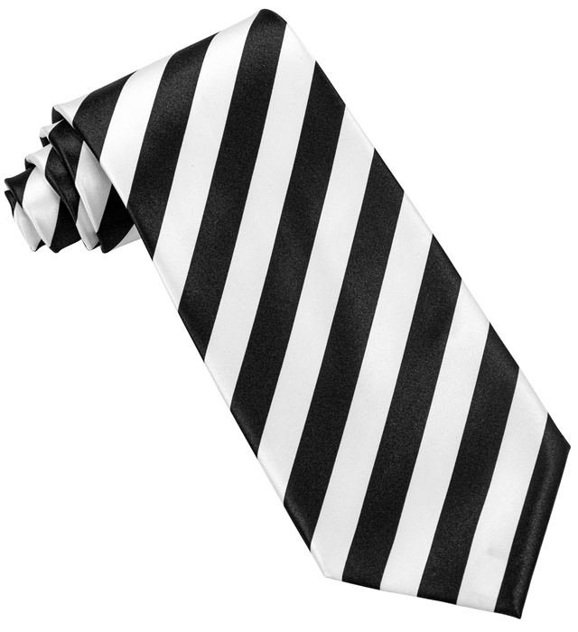satin "BLACK & WHITE STRIPED TIE"