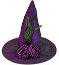 "CHAPEAU SORCIÈRE AVEC FLEURS ET PLUMES "