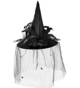 "CHAPEAU SORCIÈRE AVEC TULLE, FLEURS ET PLUMES "