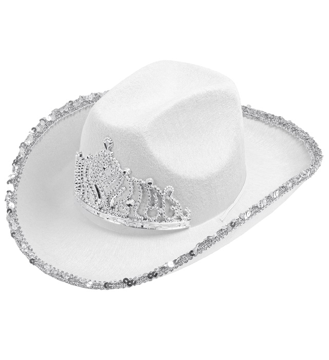 "CHAPEAU COWGIRL PARTY AVEC TIARE BLANCHE"