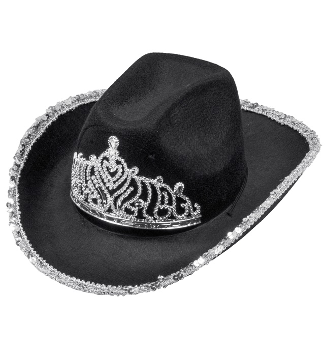 "CHAPEAU COWGIRL PARTY AVEC TIARE NOIRE"