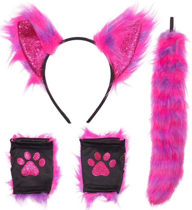[30237] "CHAT COSPLAY FLUO" (oreilles, queue, gants)