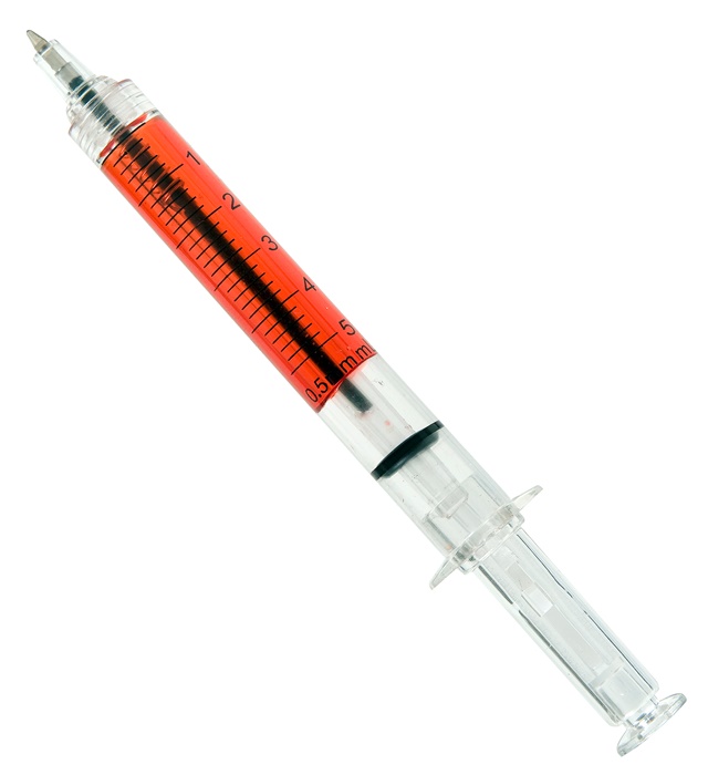 [3059N] "SERINGUE AVEC SANG" stylo