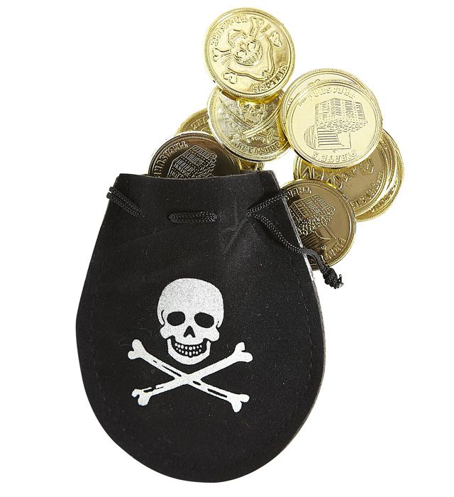 [30672] "BOURSE DE PIRATE AVEC 12 DOUBLONS"