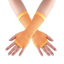 Mitaines longues en résille - orange fluo