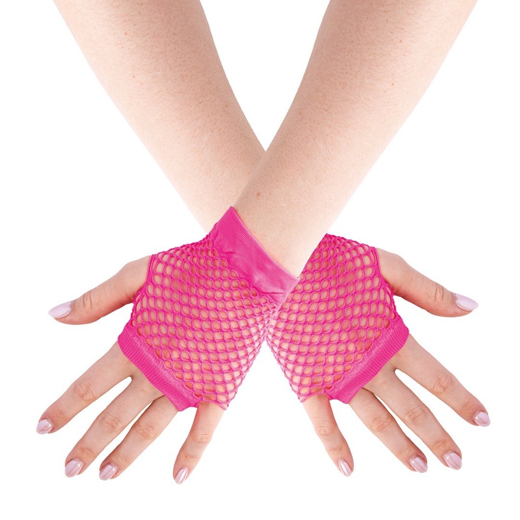 [PTC-90311] Mitaines en résille - rose fluo