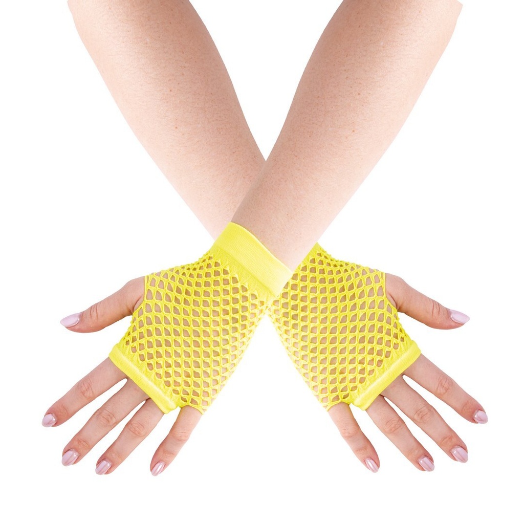 [PTC-90316] Mitaines en résille - jaune fluo