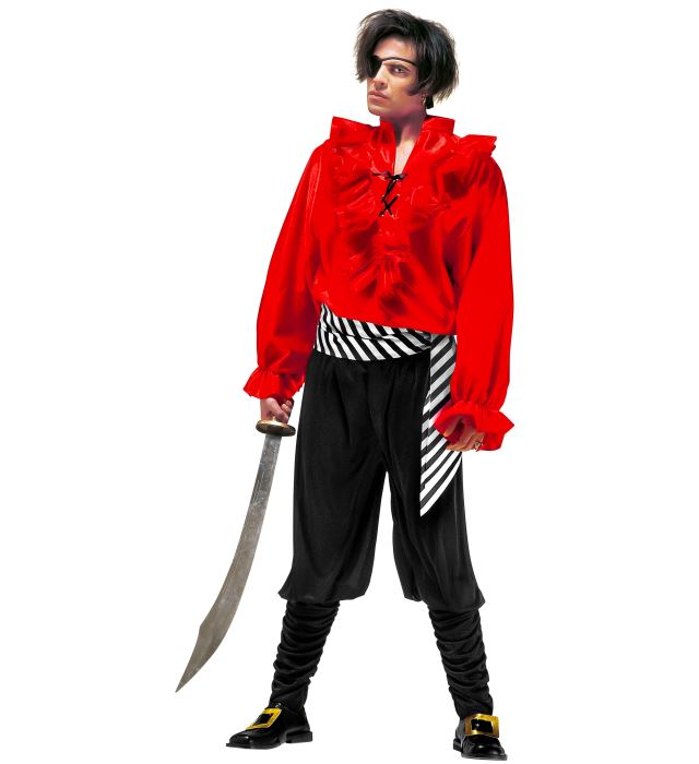 "PIRATE DES CARAIBES" (chemise, pantalon, ceinture, cache-oeil, boucles pour les chaussures)