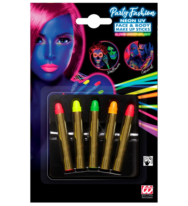 [50004] Set de "5 BATONS DE MAQUILLAGE FLUO" - 15 g